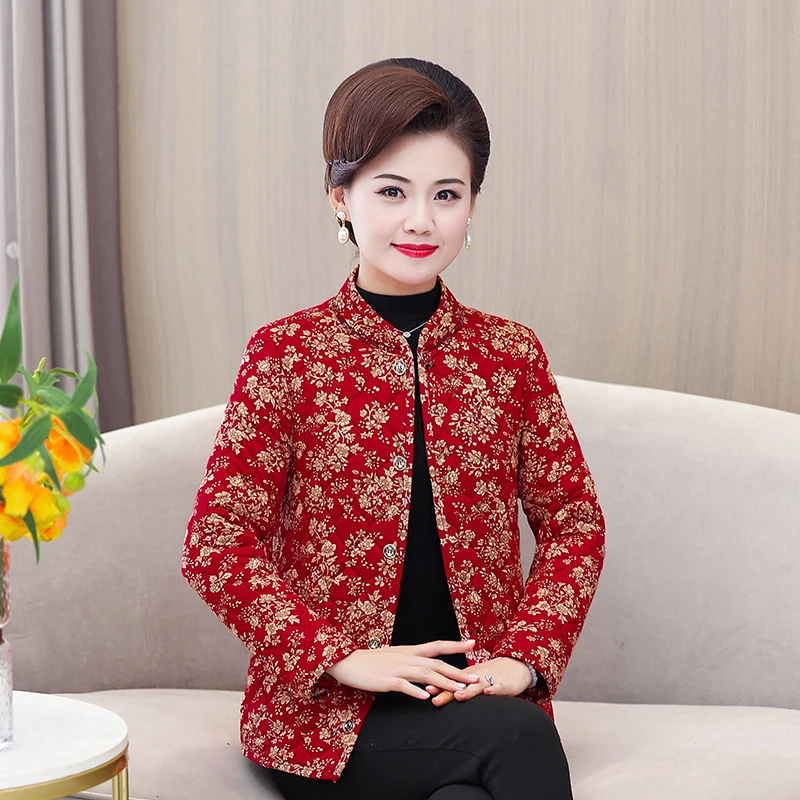 中老年妈妈加厚棉衣保暖宽松小棉衣立领小花加厚碎花内胆小棉袄