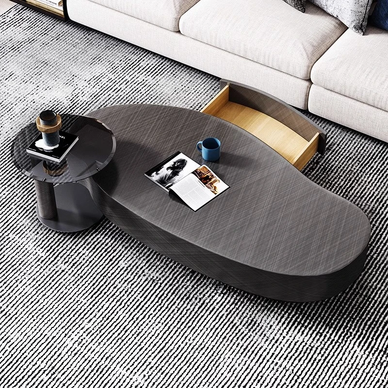 椭圆形异形轻奢小户型客厅不锈钢茶几现代家用简约芒果大气高档