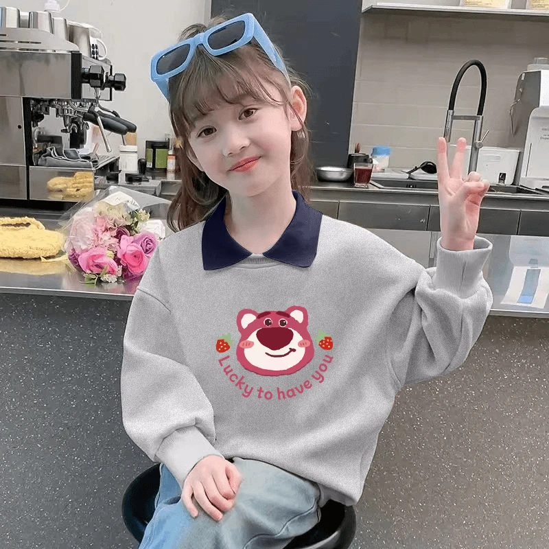 女童春秋卫衣2024秋冬季新款童装假两件春秋上衣中大童洋气百搭ol