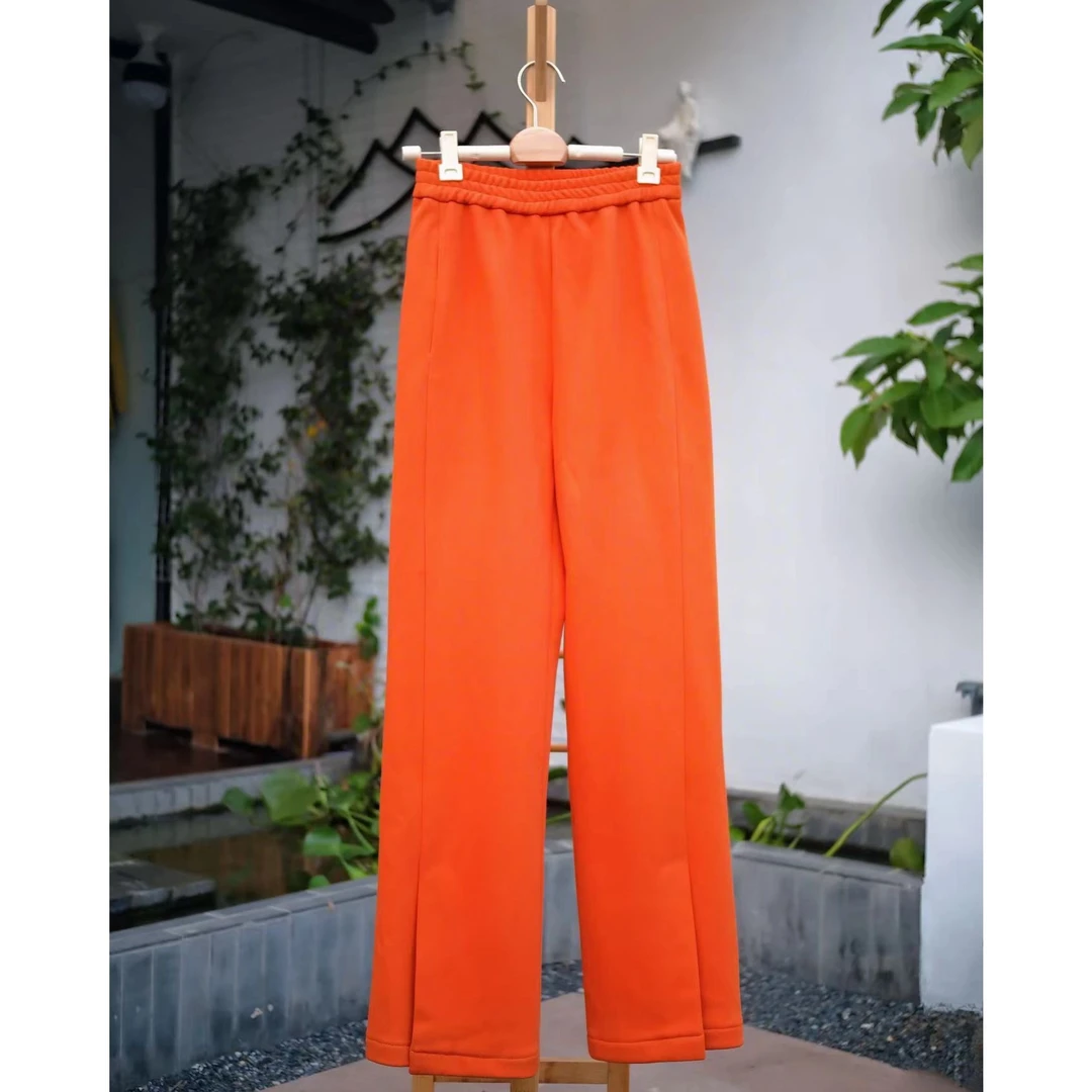2684橘色开叉裤子