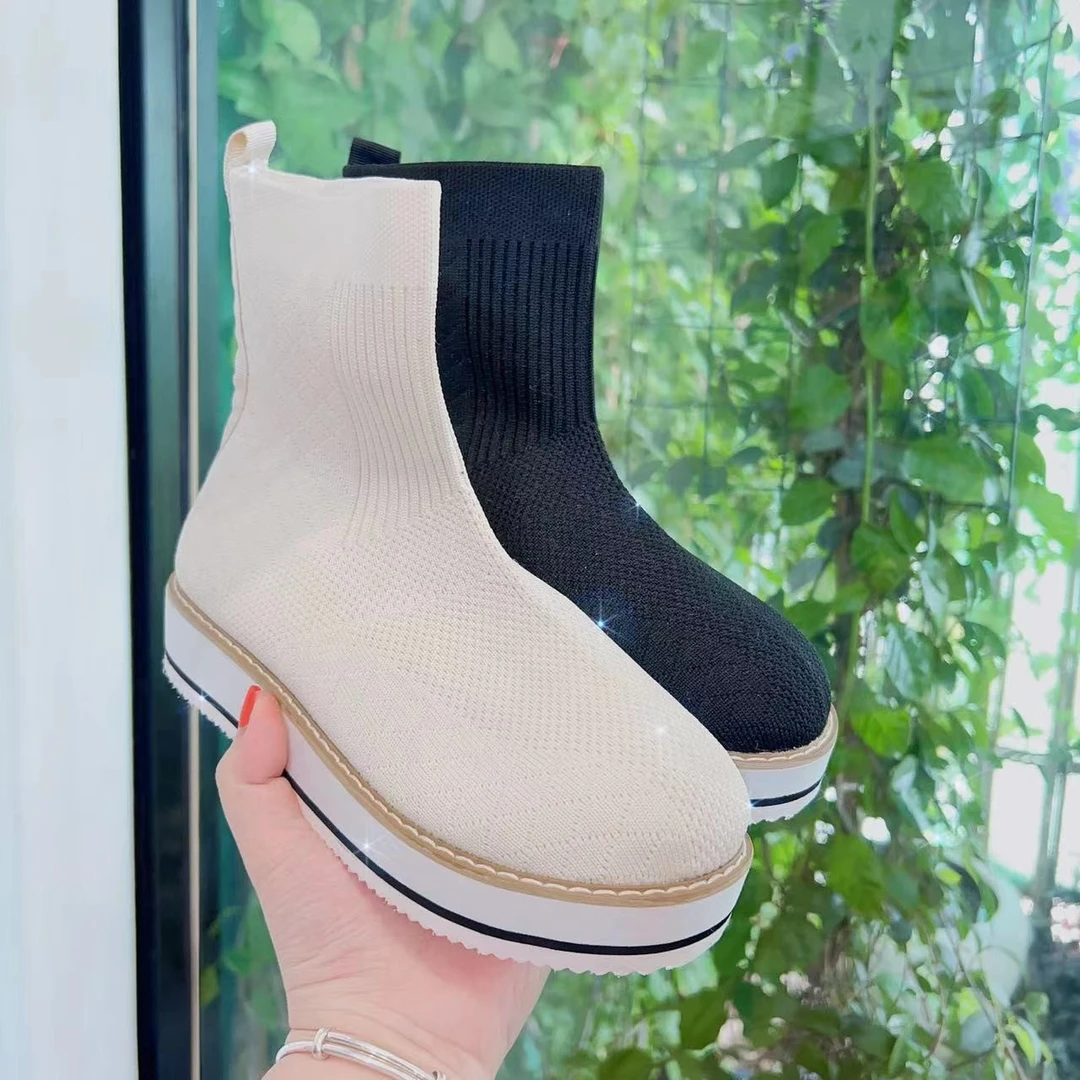 高帮增高针织女鞋