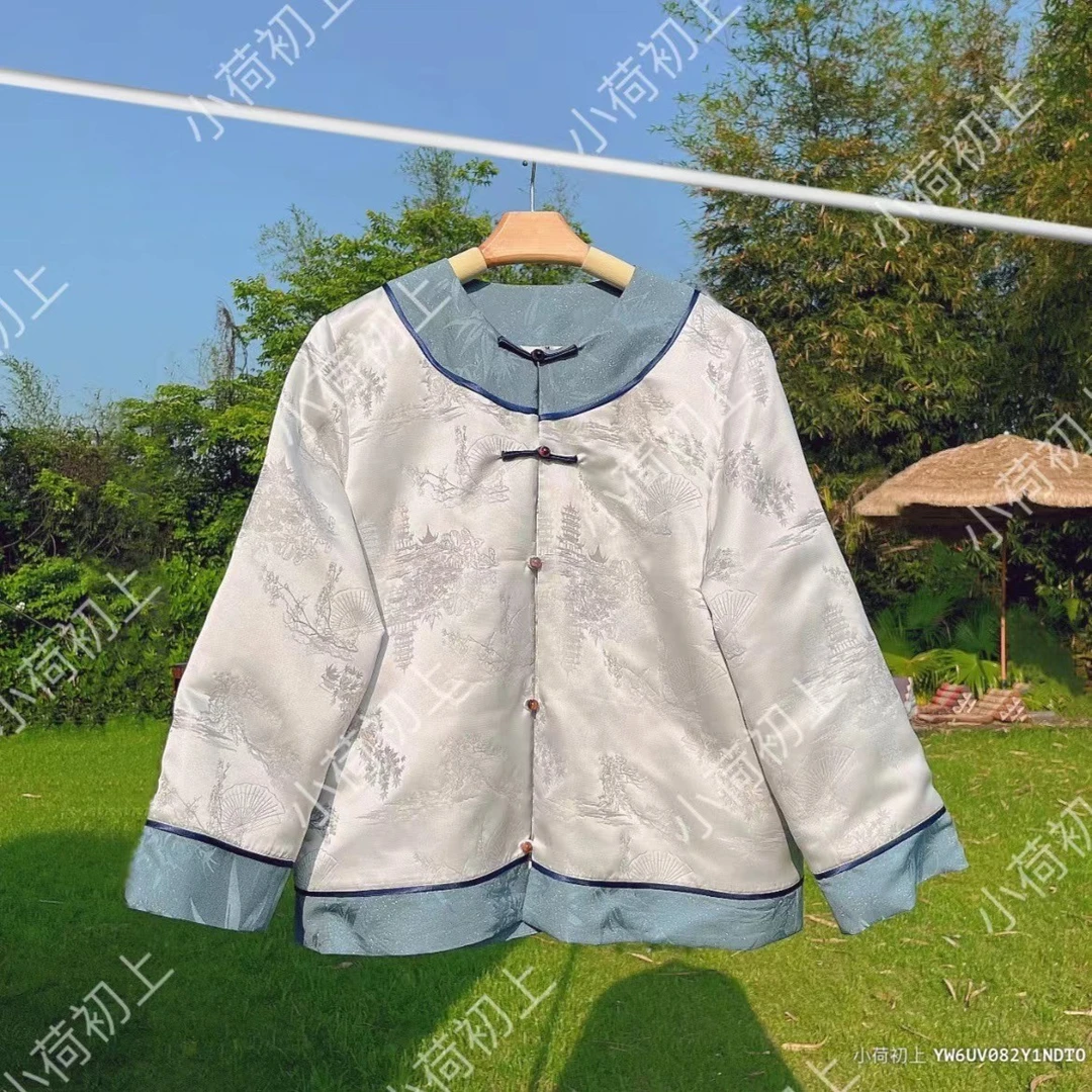 2940《月升沧海》暗纹提花外套 国风 新中式 休闲 气质