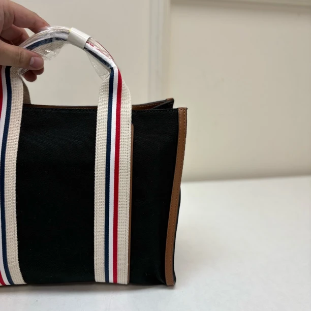 56474 韩版瑞克，大号帆布+牛皮手提斜背包，尺寸：28x30x13.5cm