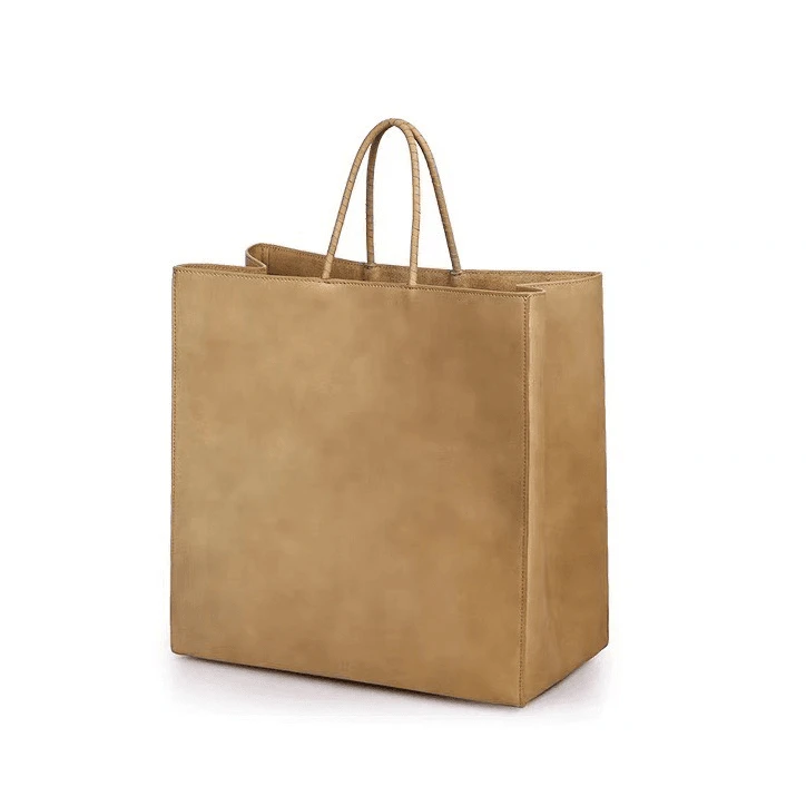 51439 大号牛皮材质牛皮纸风格手提包，尺寸：32x32x17