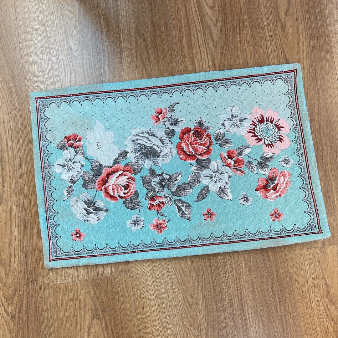 39127  订单加厚色织复古花卉地毯地垫，43*69cm，微瑕浮力款