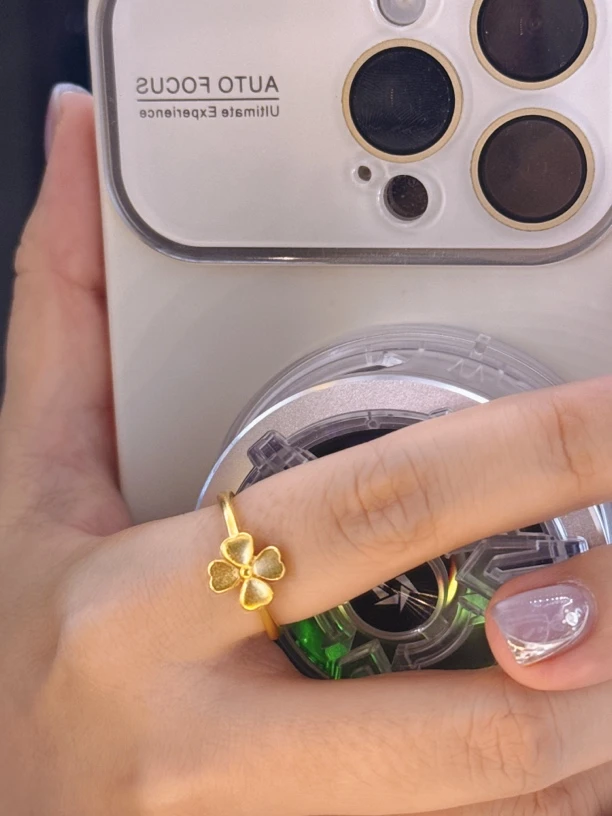 铜合金亚克力戒指 四叶草可调节戒指