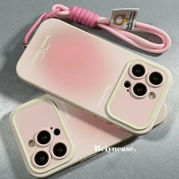 苹果/华为/OPPO/VIVO/小米/荣耀粉色大视窗简约晕染ins手机壳全包