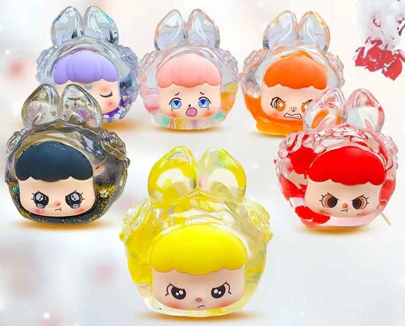 新款潮玩梦梦兔对对碰摆件流沙夜光创意少女爆闪树脂流沙