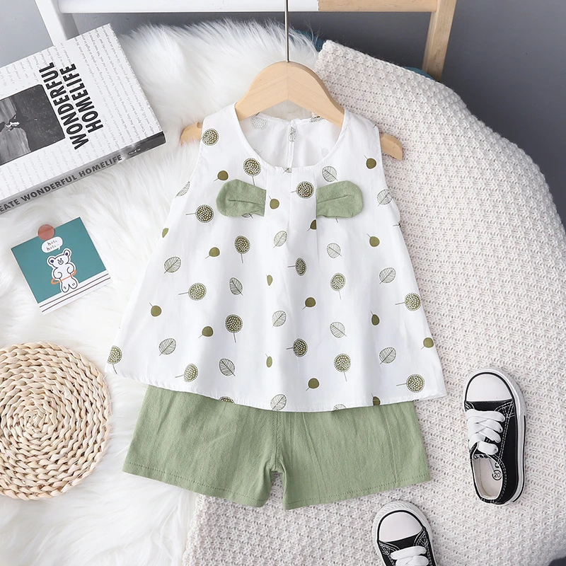 女童夏季套装洋气小童装新款女宝宝夏装短袖小孩衣服两件套A0-13