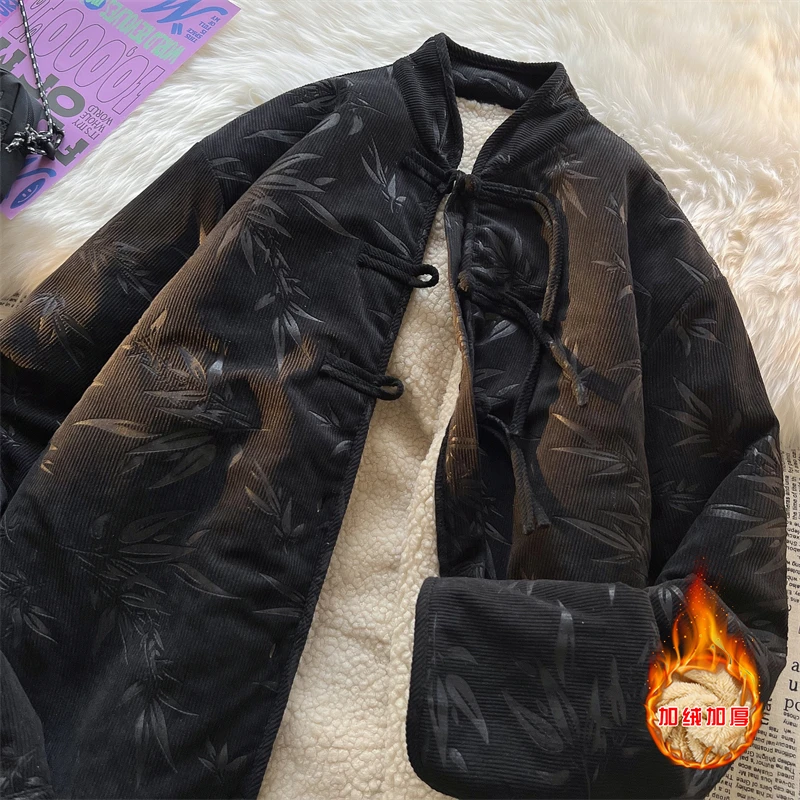 新中式提花唐装棉衣男加厚保暖棉服外套中国风提花汉服羊羔绒棉袄