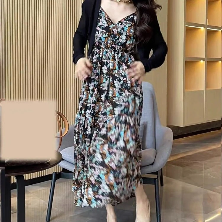 【肉肉定制】波西米亚印花气质清新连衣裙显瘦海边度长裙1635