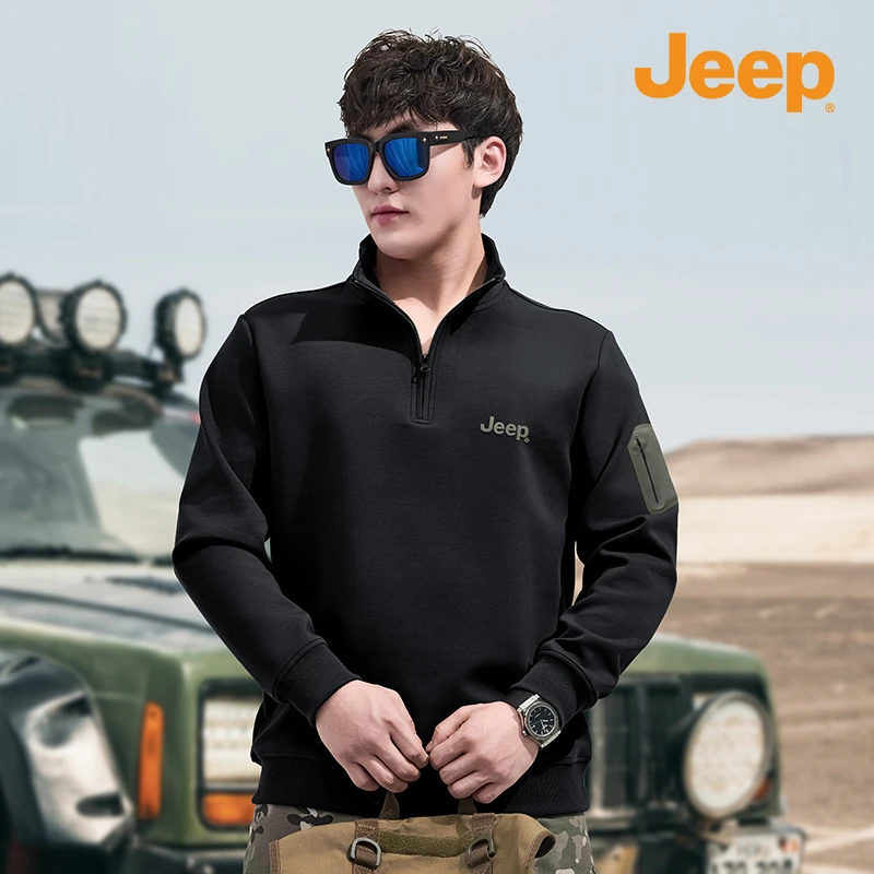 Jeep吉普专柜正品男士户外休闲运动套头高级感卫衣