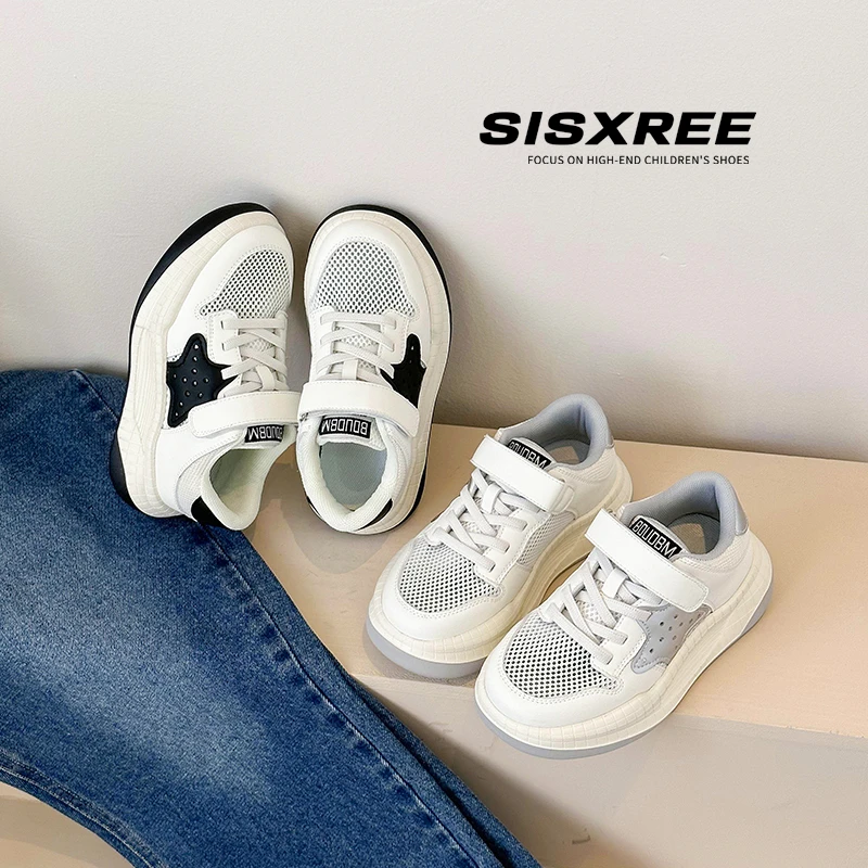 SISXREE童鞋儿童板鞋低帮春秋网面网鞋透气女童小白鞋幼儿园春夏