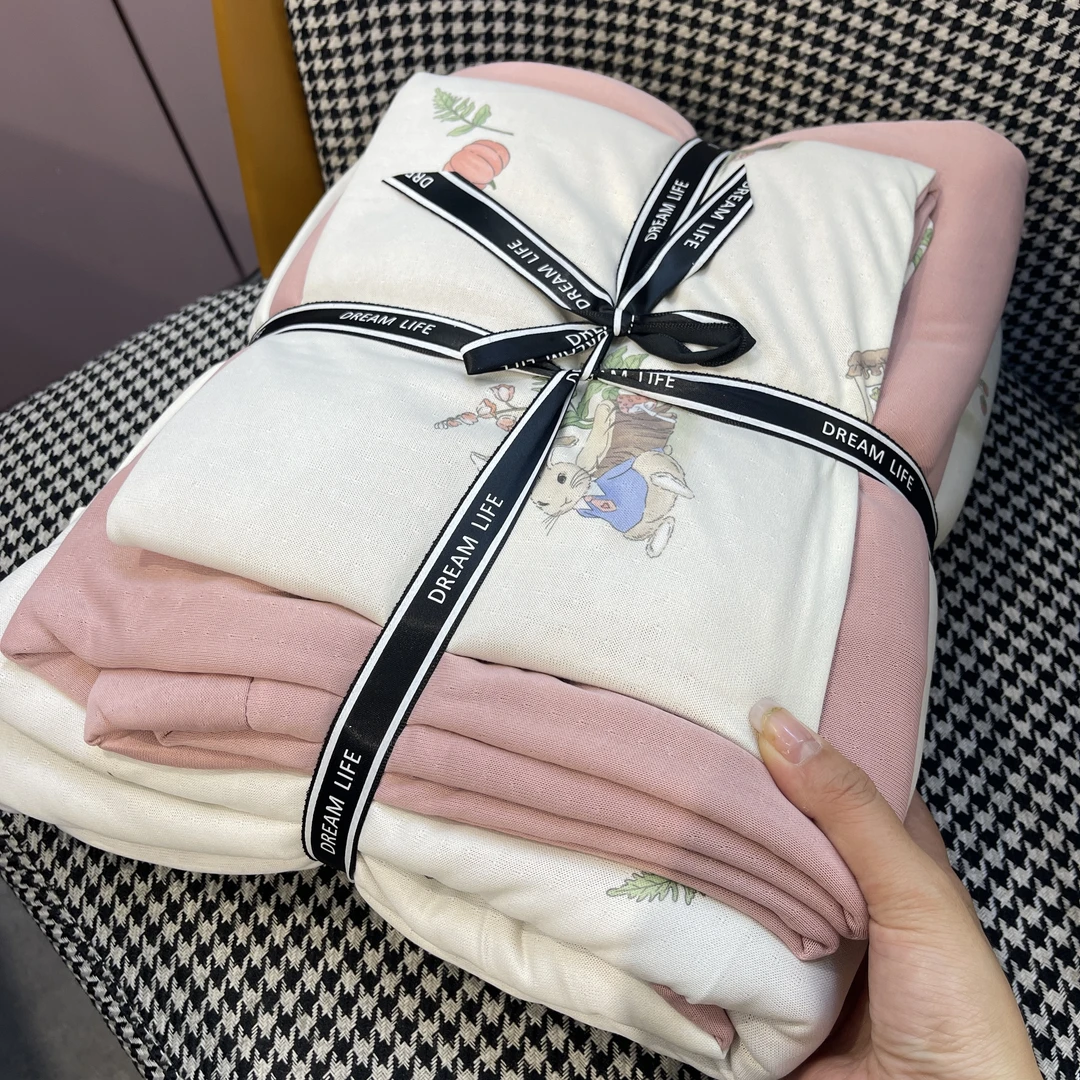 清仓。A类有氧云感针织双层纱四件套，四季可用，柔软透气123