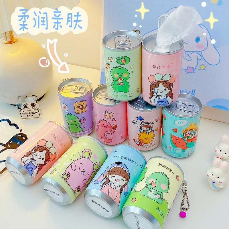 创意易拉罐装湿巾30抽便携迷你一次性湿纸巾清洁旅行可爱湿纸巾