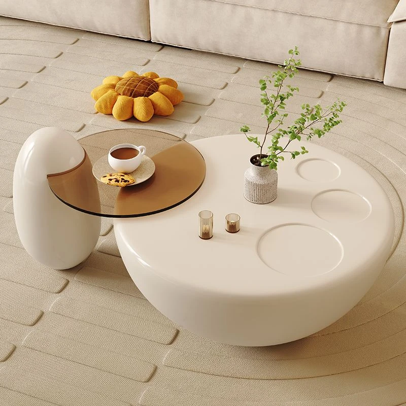 奶油风茶几客厅家用小户型猫爪新款圆形极简创意设计感高级感茶几