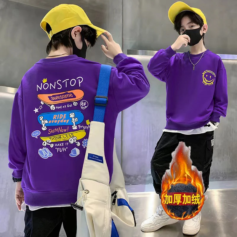 秋冬儿童卫衣男孩长袖秋装儿童宽松款印花中大童上衣2023新款卫衣