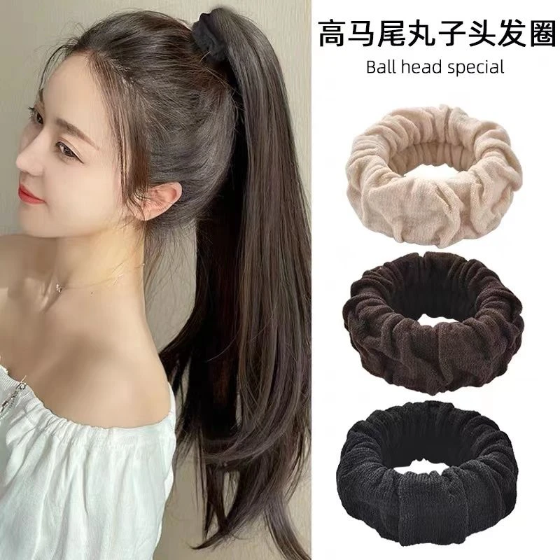 佰惠新款褶皱加粗发绳女高弹力无接缝皮筋发圈不伤发款丸子头