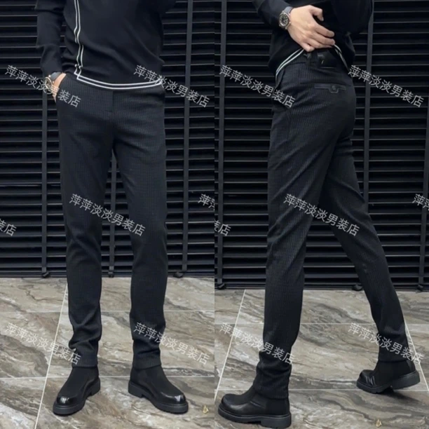 秋冬新款男士商务休闲时尚潮流毛呢休闲长裤629