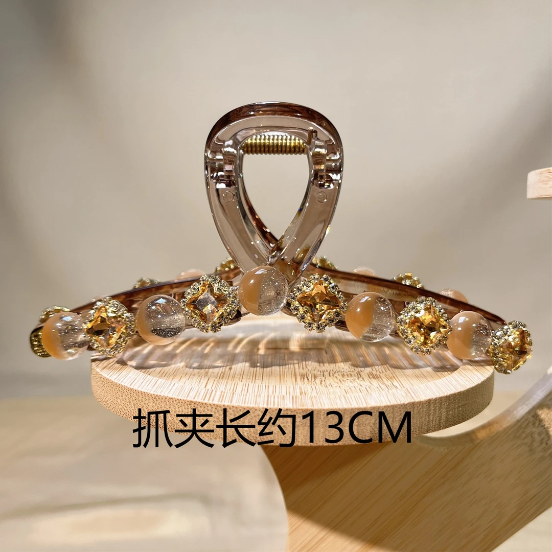 约13公分新款菱形方糖珠珠抓夹韩版气轻奢优雅精致时尚百搭发饰