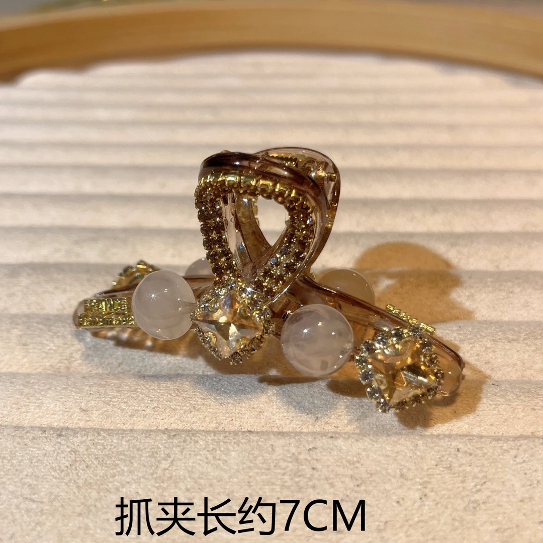 约7公分新款方糖珠珠抓夹气质韩版轻奢时尚简约精致优雅发饰