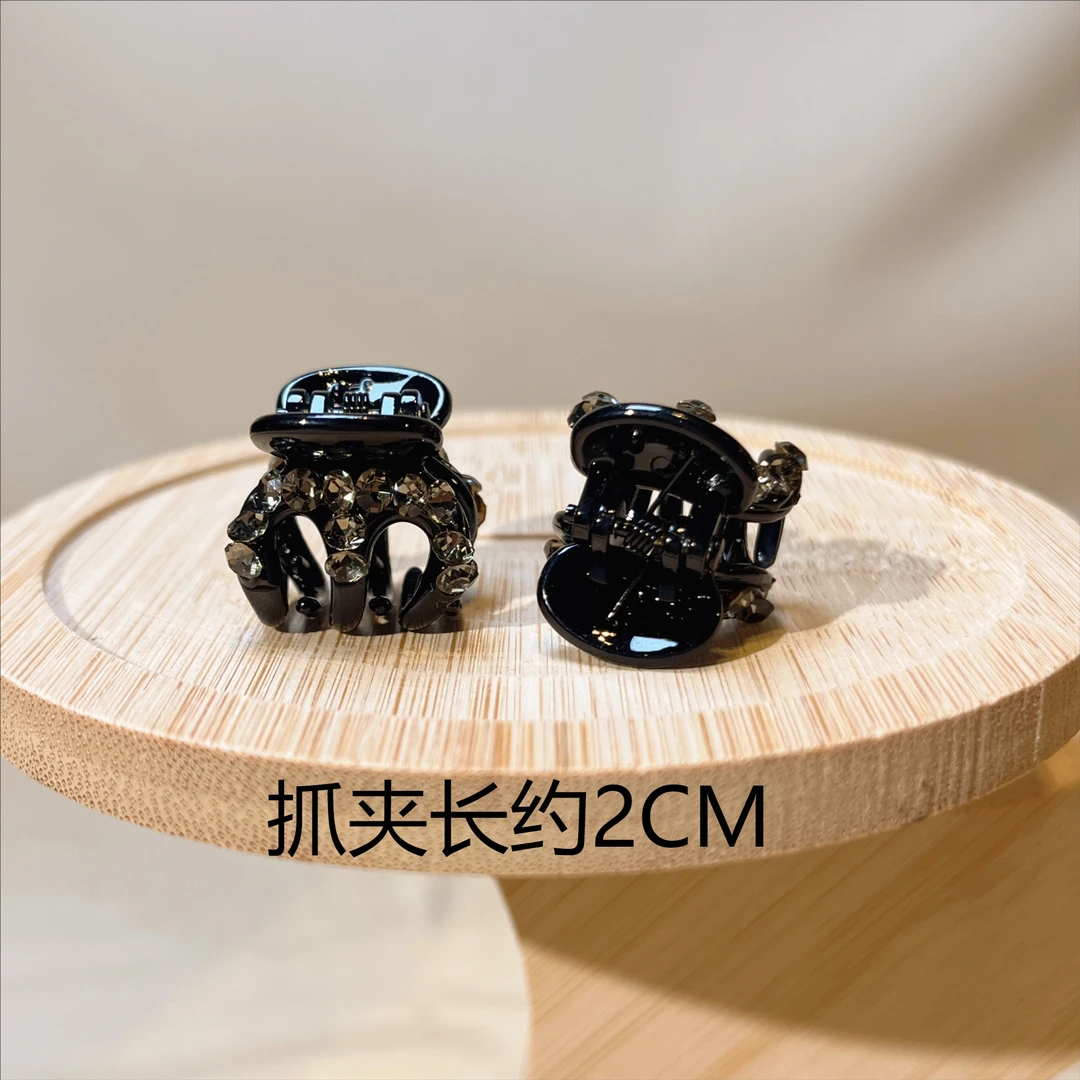 约2公分秋冬新款2个装水钻黑色刘海小抓夹小巧精致时尚优雅发饰