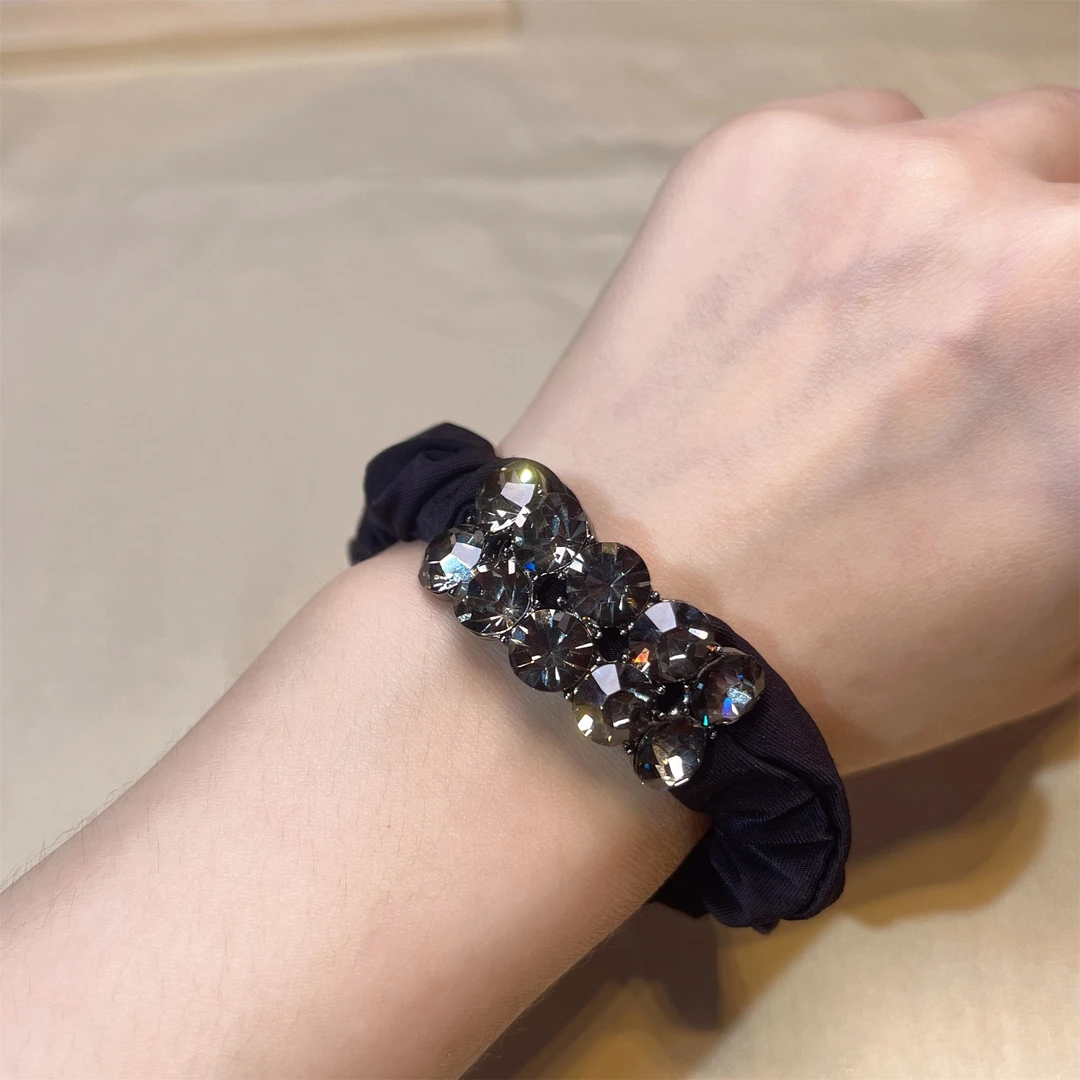 春季新款高弹力水晶发绳气质轻奢时尚百搭黑色韩版发饰