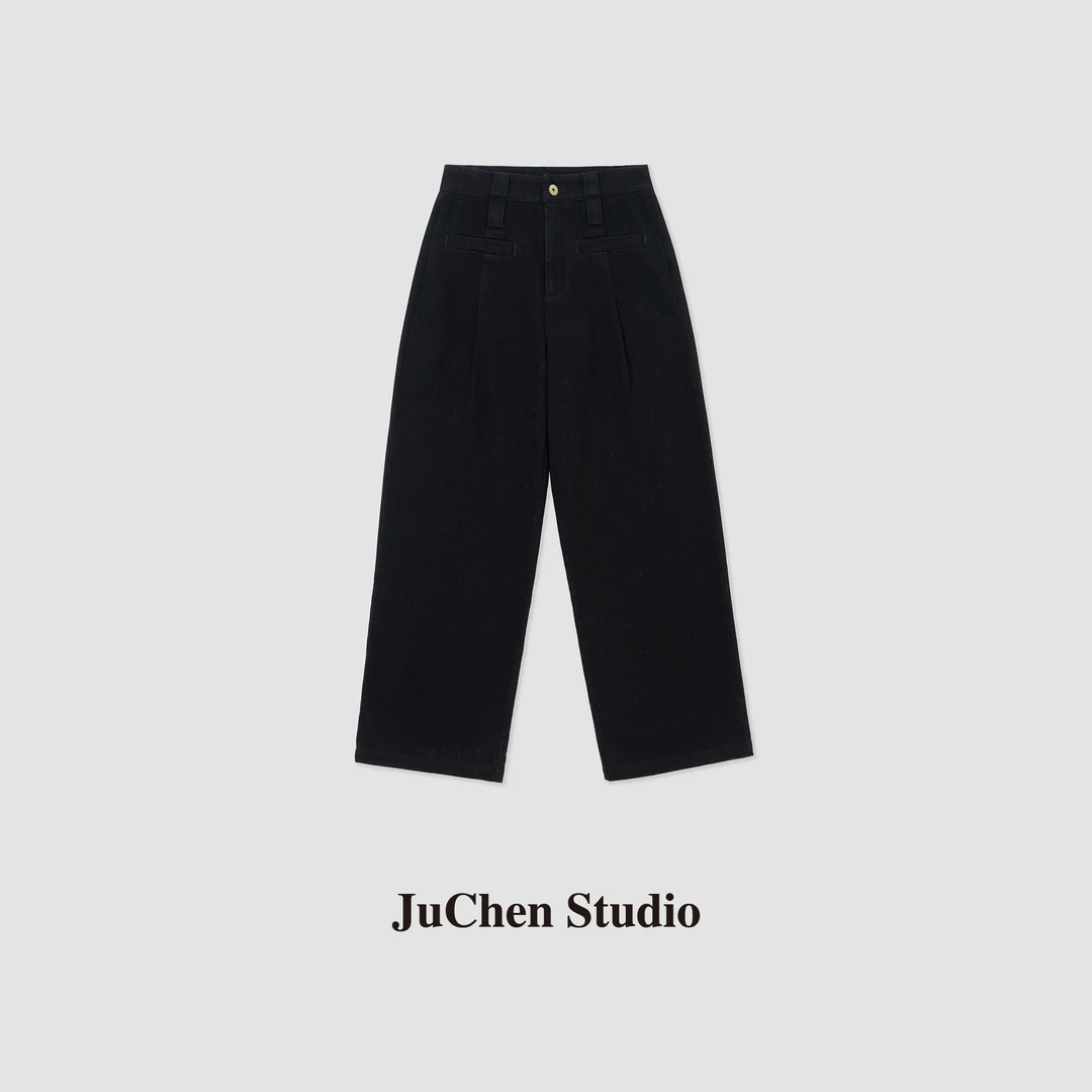 生态长绒棉绒感 加绒版古铜扣简约直筒牛仔裤女FW86523-04