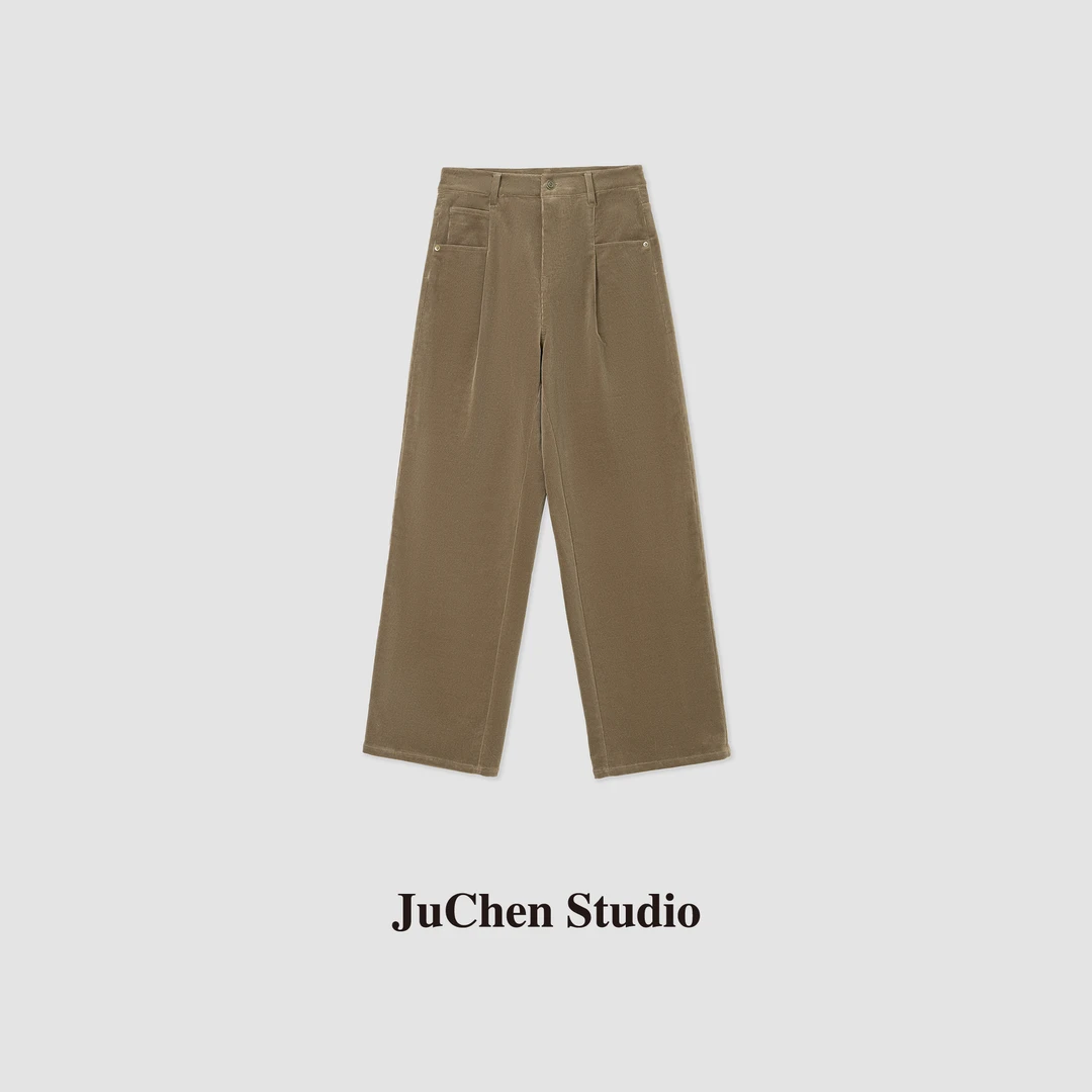 ♬”干练 立体窄条”极细软灯芯绒秋冬美拉德直筒休闲裤 FW111712