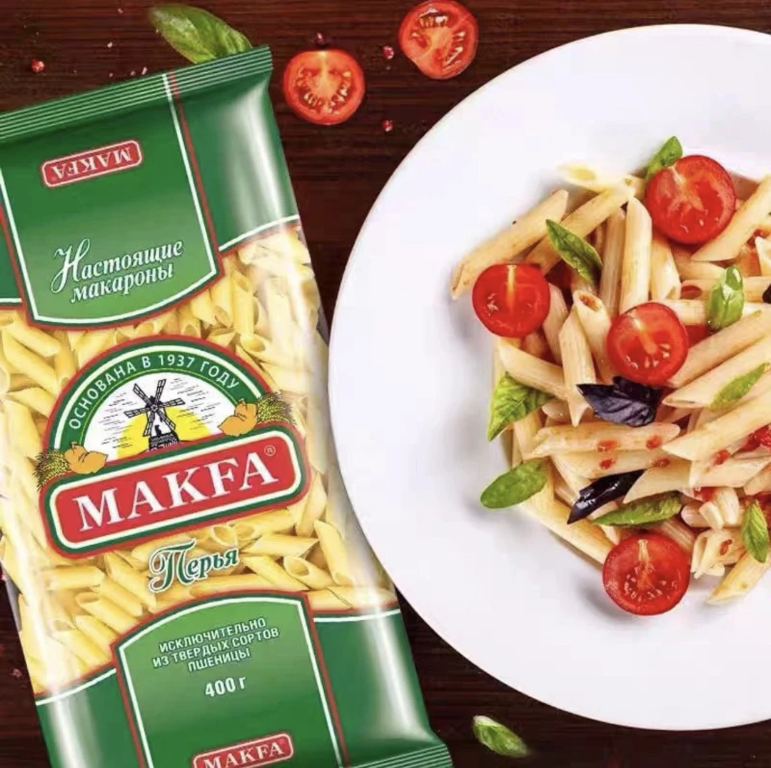 俄罗斯进口通心粉螺旋粉斜切粉意大利面速食空心粉意面方便面400g