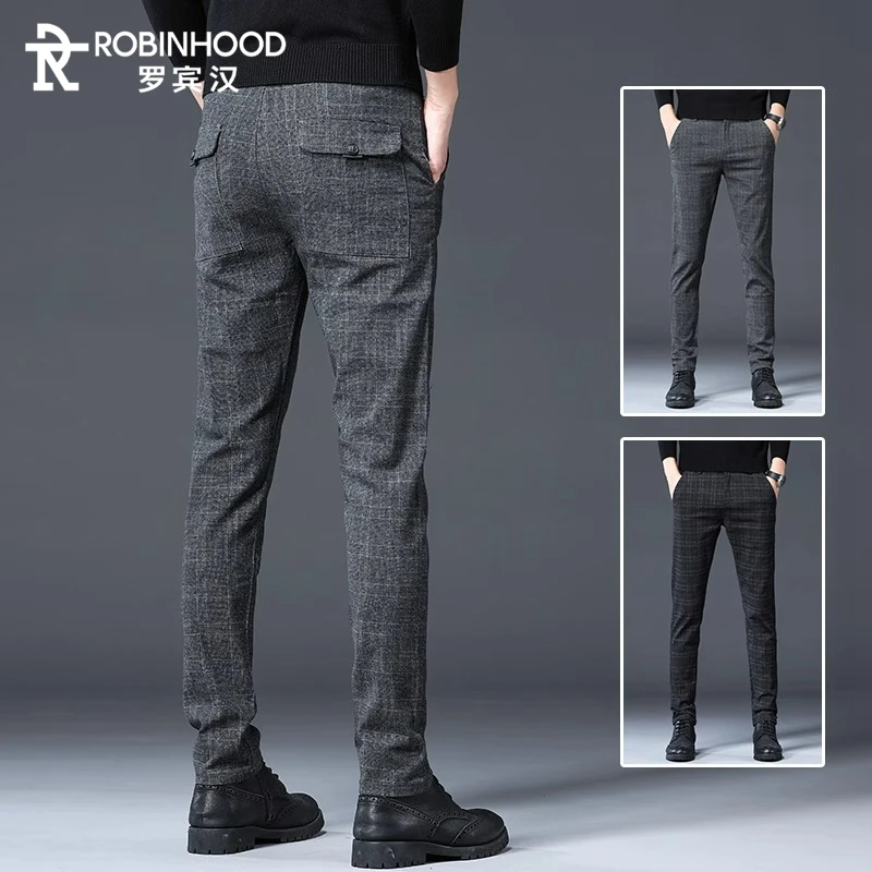 罗宾汉秋季商务男士休闲裤修身直筒韩版潮流中年男装长裤春秋新款