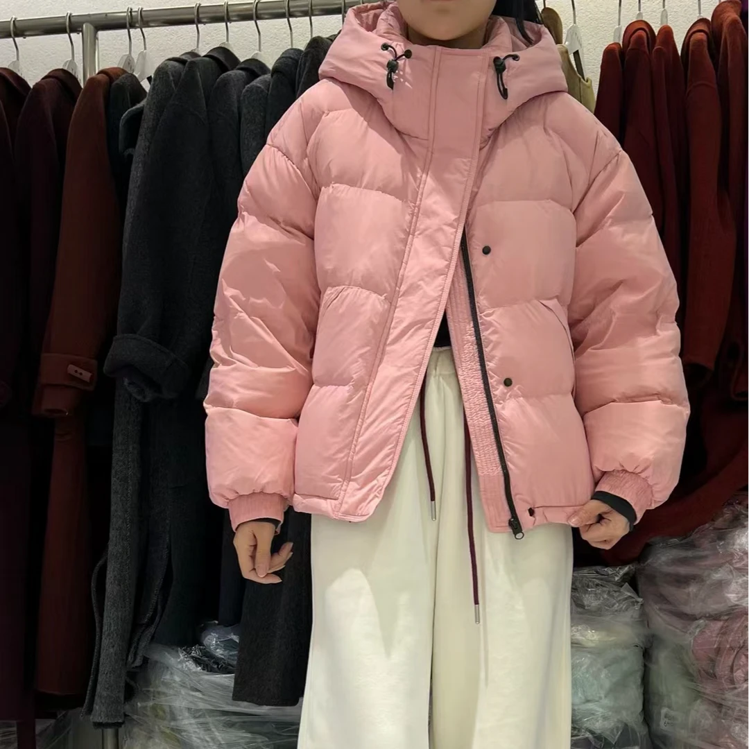 KEMI-冬季连帽纯色简约羽绒服251710（衣长58左右）