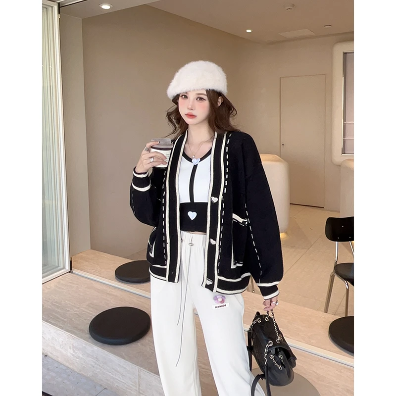 ISTYNI手绘风针织外套设计感百搭开衫外搭上衣秋季新款