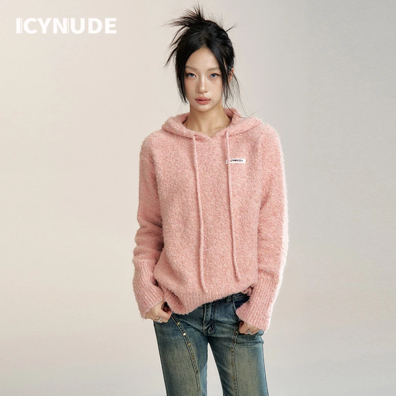ICYNUDE官方店圈圈毛连帽宽松毛衣时尚甜美针织上衣女秋冬新款
