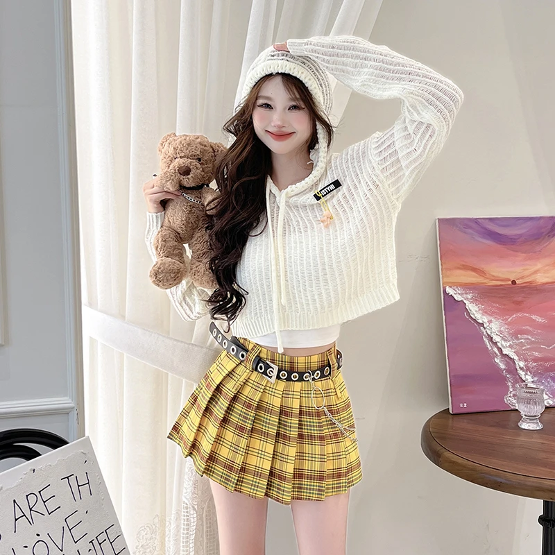 ISTYNI/卿苔镂空编织连帽针织衫宽松百搭慵懒上衣女秋季新款