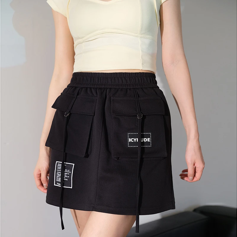 ICYNUDE官方店口袋运动休闲裙裤高腰a字显瘦短裤女2023夏季新款