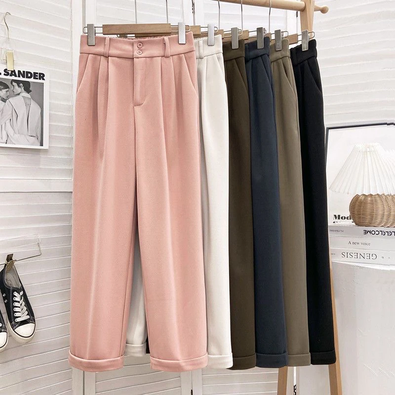 201-300保暖显瘦减龄高腰休闲西装毛呢裤秋冬季新款外穿