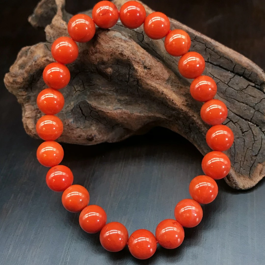 【领源】南红瓦西火焰纹素圈单圈手串8mm（一条）