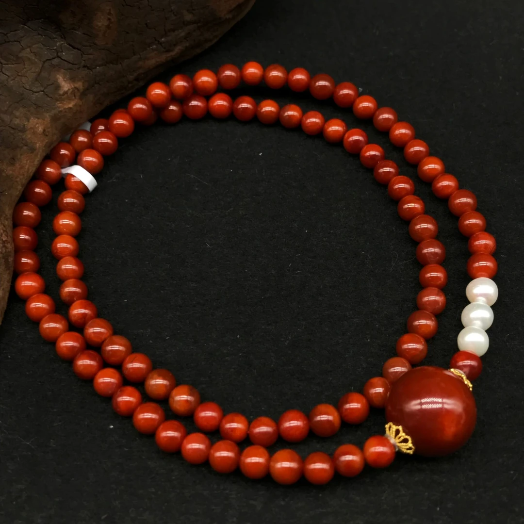 【领源】南红瓦西牛血红典藏级百搭DIY毛衣链5mm（一条）