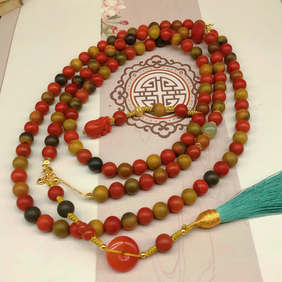 【领源】南红巧家包浆百搭DIY斜跨/毛衣链9mm（一条）