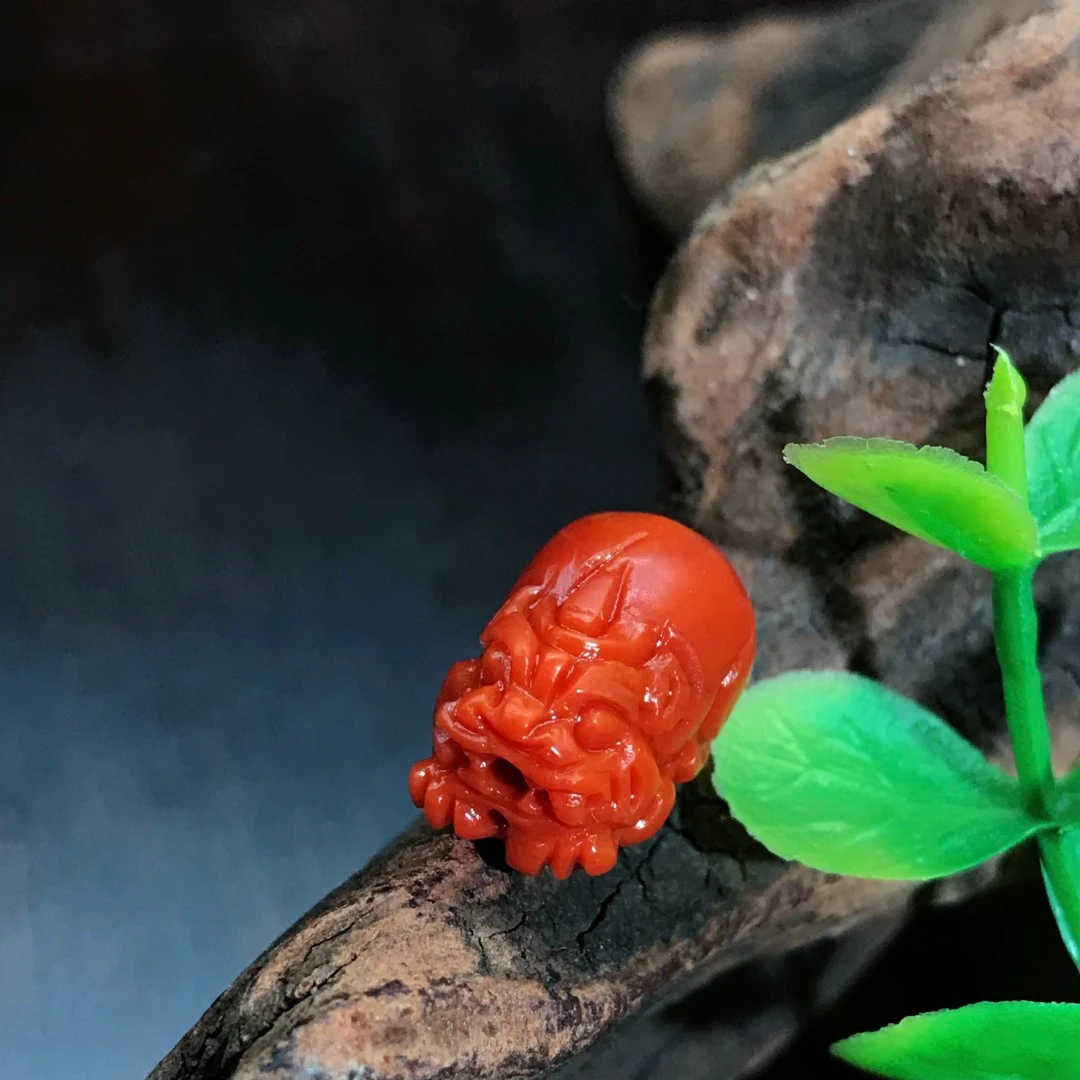 【领源】南红手工精细通孔貔貅配饰（一个）不含证书