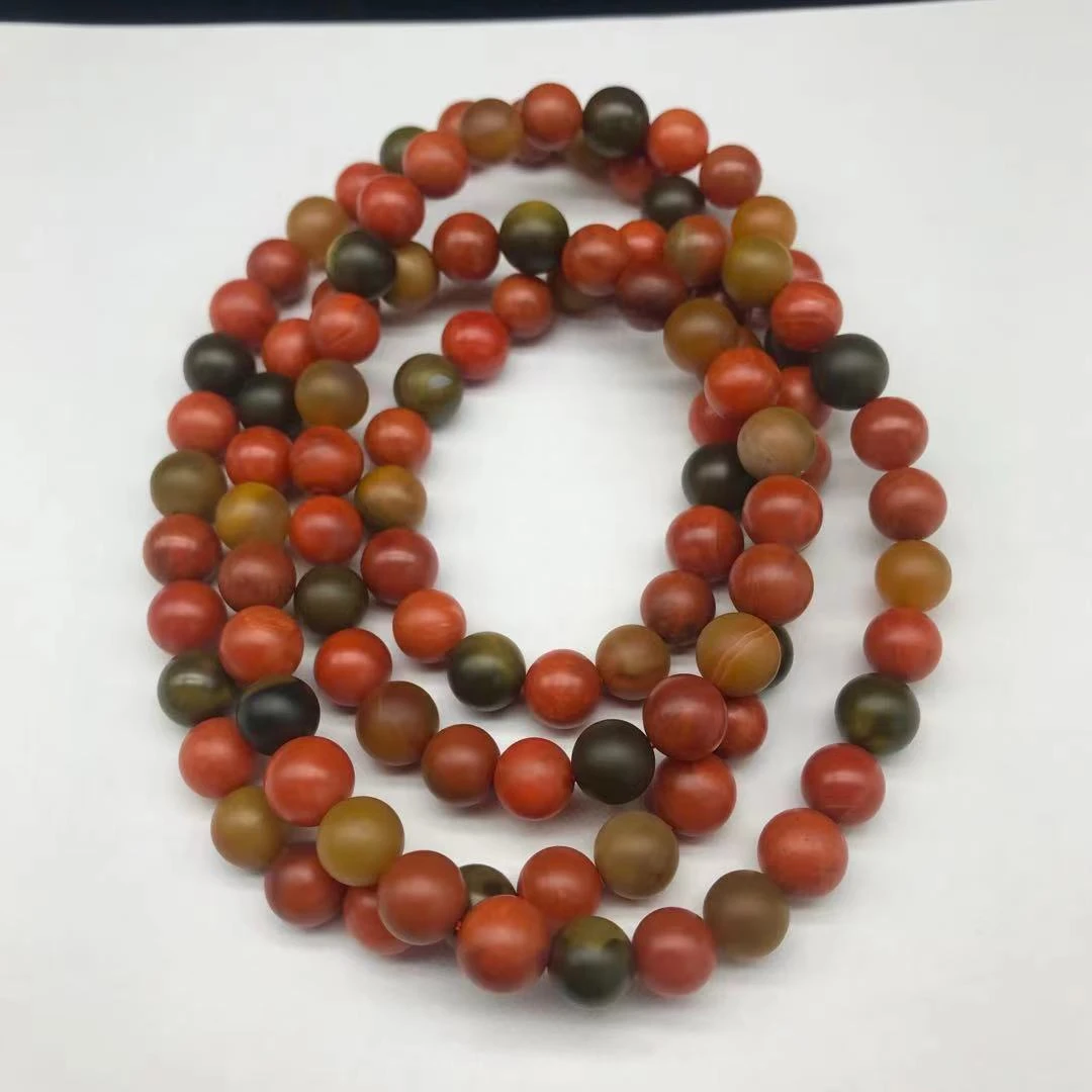 【鼎利源】南红巧家包浆哑光精美多圈10mm