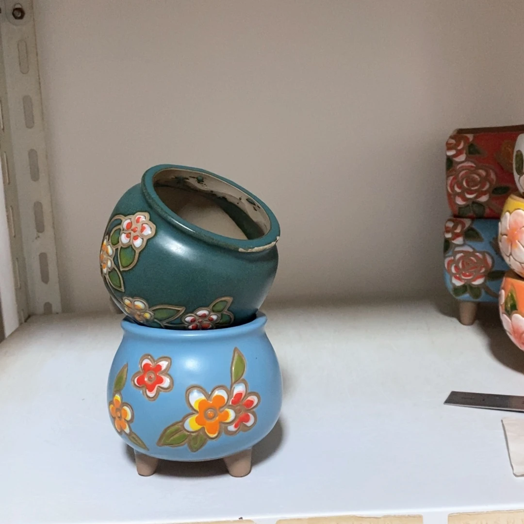 红陶20CM以下韩式手绘多肉花盆