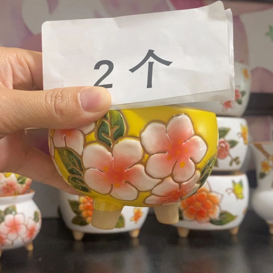 红陶20CM以下韩式手绘多肉花盆