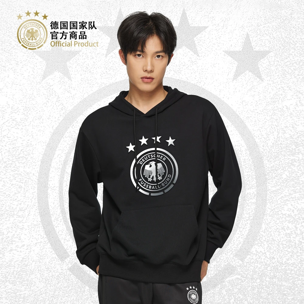 【官方正版】德国国家队 | 黑色队徽连帽卫衣运动服logo休闲简约