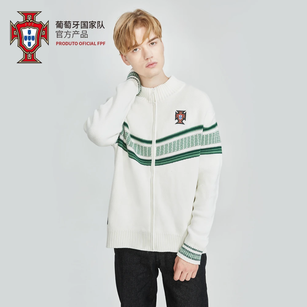 【官方正版】葡萄牙国家队 | 阿瓦提长棉绒 拼色米色毛衣开衫C罗