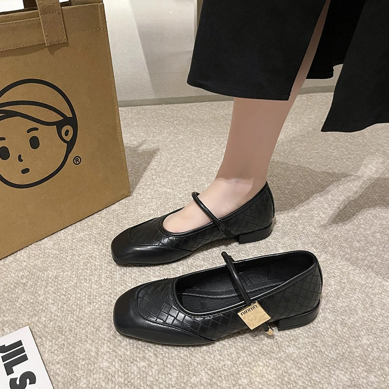 【宠粉专属】小香风编织单鞋女2023秋季新款一字带玛丽珍鞋平底鞋