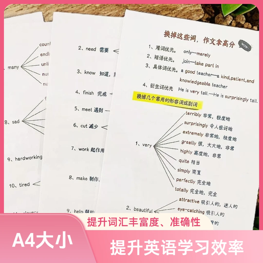 英语作文写作词汇替换小技巧卡片英语作文提分高级词汇替换笔记卡
