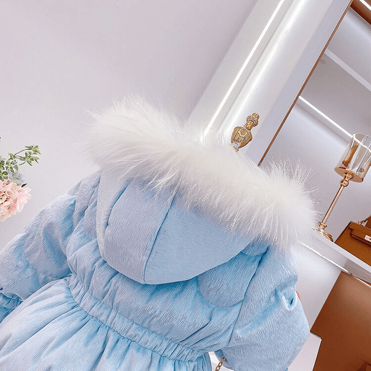 儿童女宝冰雪奇缘爱莎公主棉服2023冬季新款中长款加厚修休闲棉服