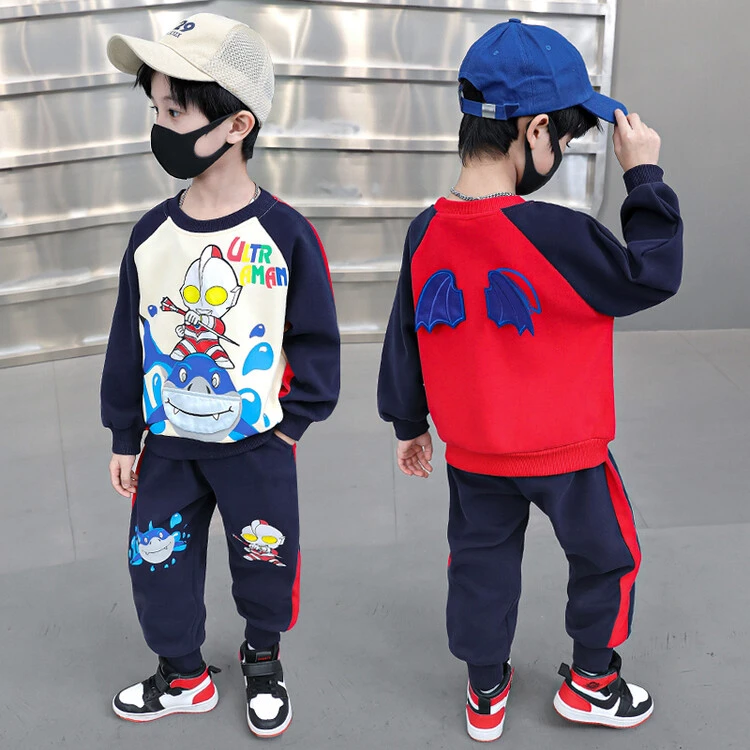 奥特曼衣服男童秋季套装2023新款洋气宝宝儿童酷帅炸街春秋两件套